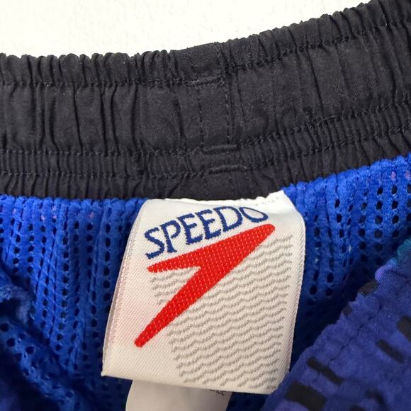 Speedo Men’s M Retro Blue Black Geometric Swim Trunks NWT - Picture 4 of 5